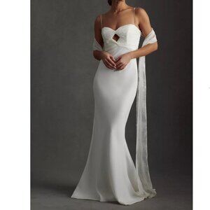 NWT Savannah Miller Emmy Sweetheart Mermaid White Wedding Gown Sz. 14